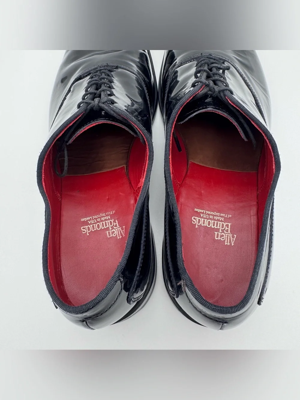 Allen Edmonds Men's 11.5 D Black Patent Leather Lace Up Oxford Dress Shoes